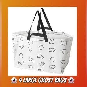 4 Retired IKEA KUSTFYR Ghost Shopping bags, large, 19 gallon each